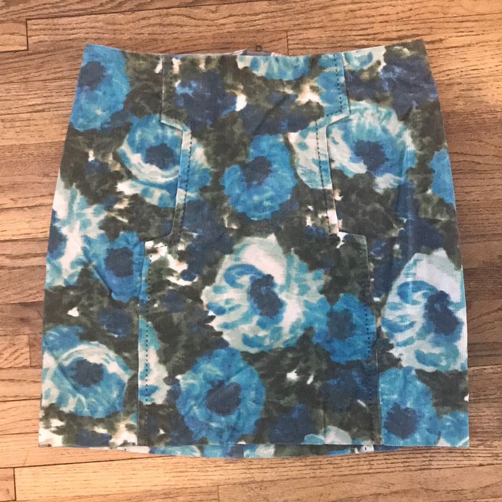 Anthropologie Floarl Corduroy Pencil Skirt